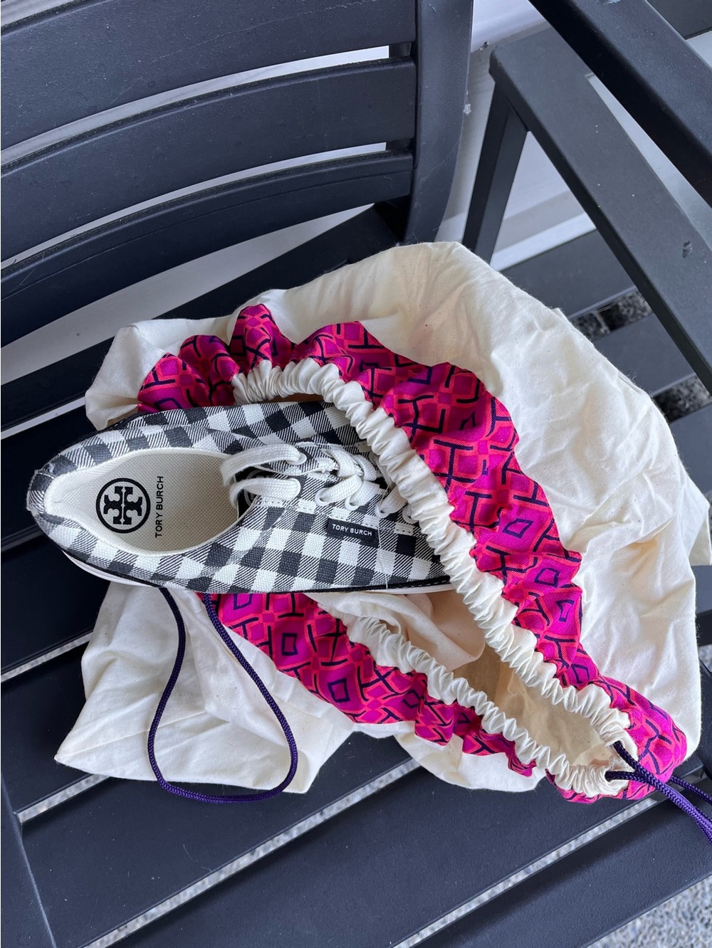 Tory Burch !Fun! Gingham Tennis Shoes - Picture 12 of 12